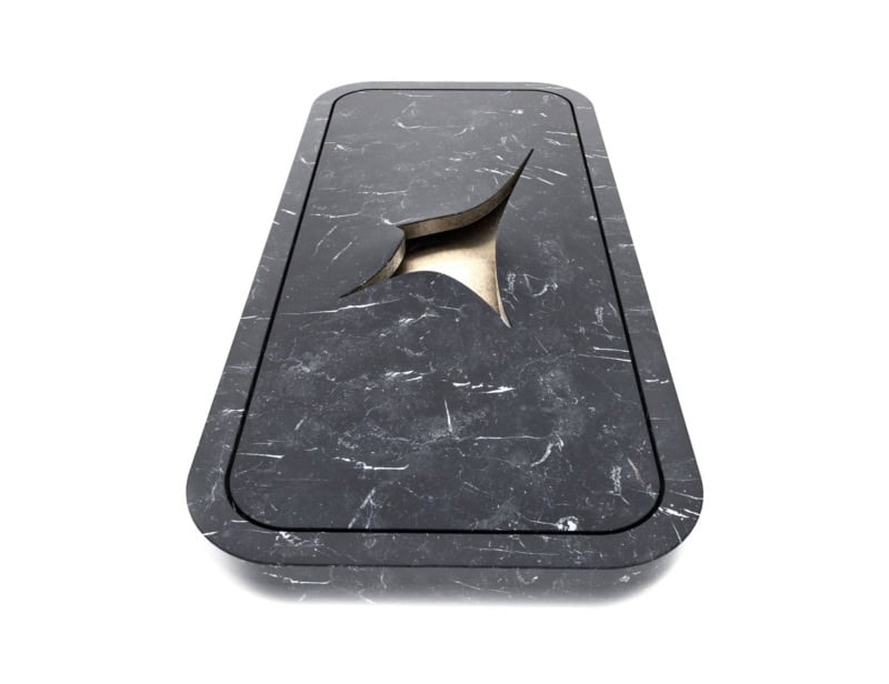 Vulcan contemporary Italian basin sink with black Nero Marquinia marble