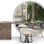Westley modern luxury vanity table with brown leather