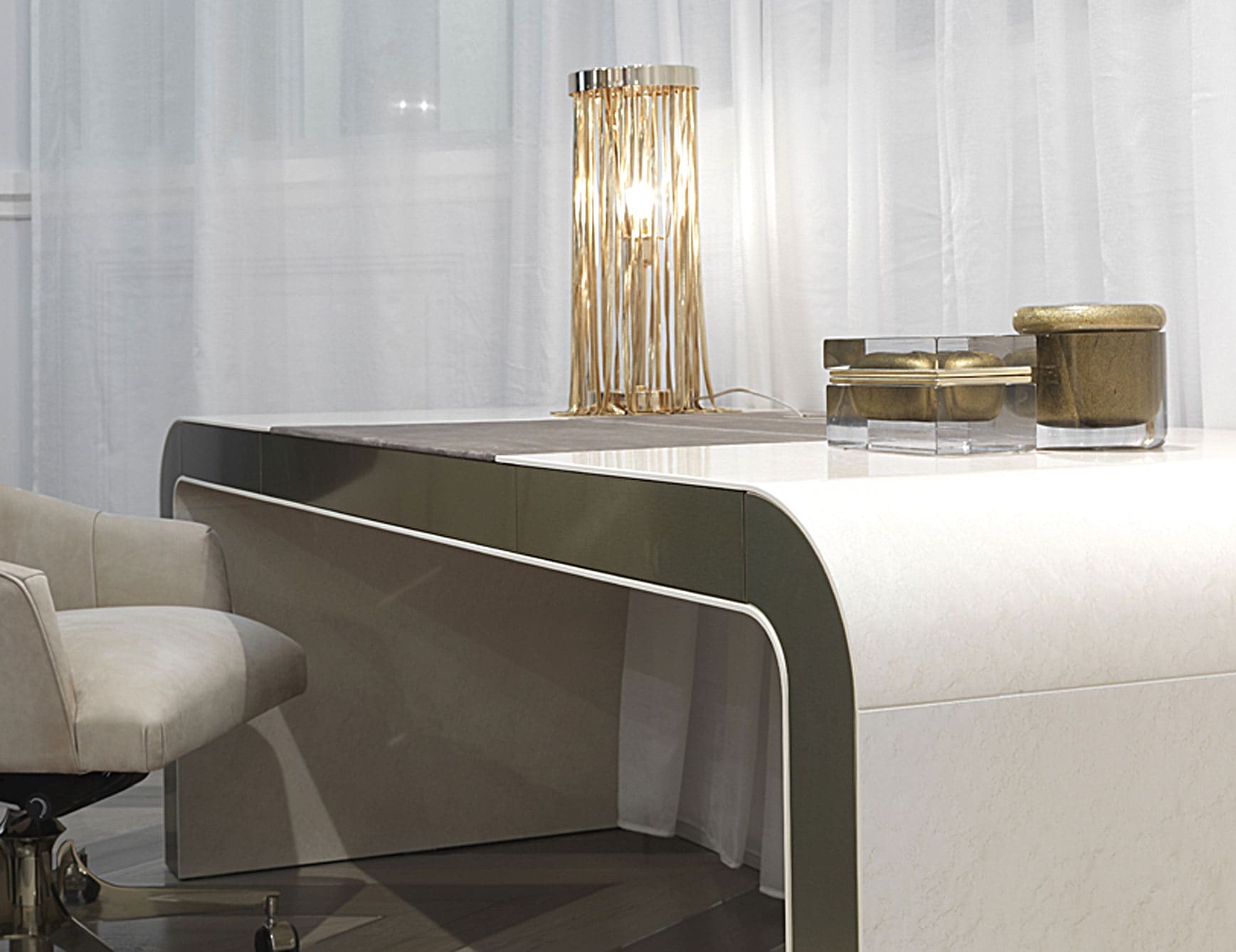 Wright modern luxury desk with white veneered wood