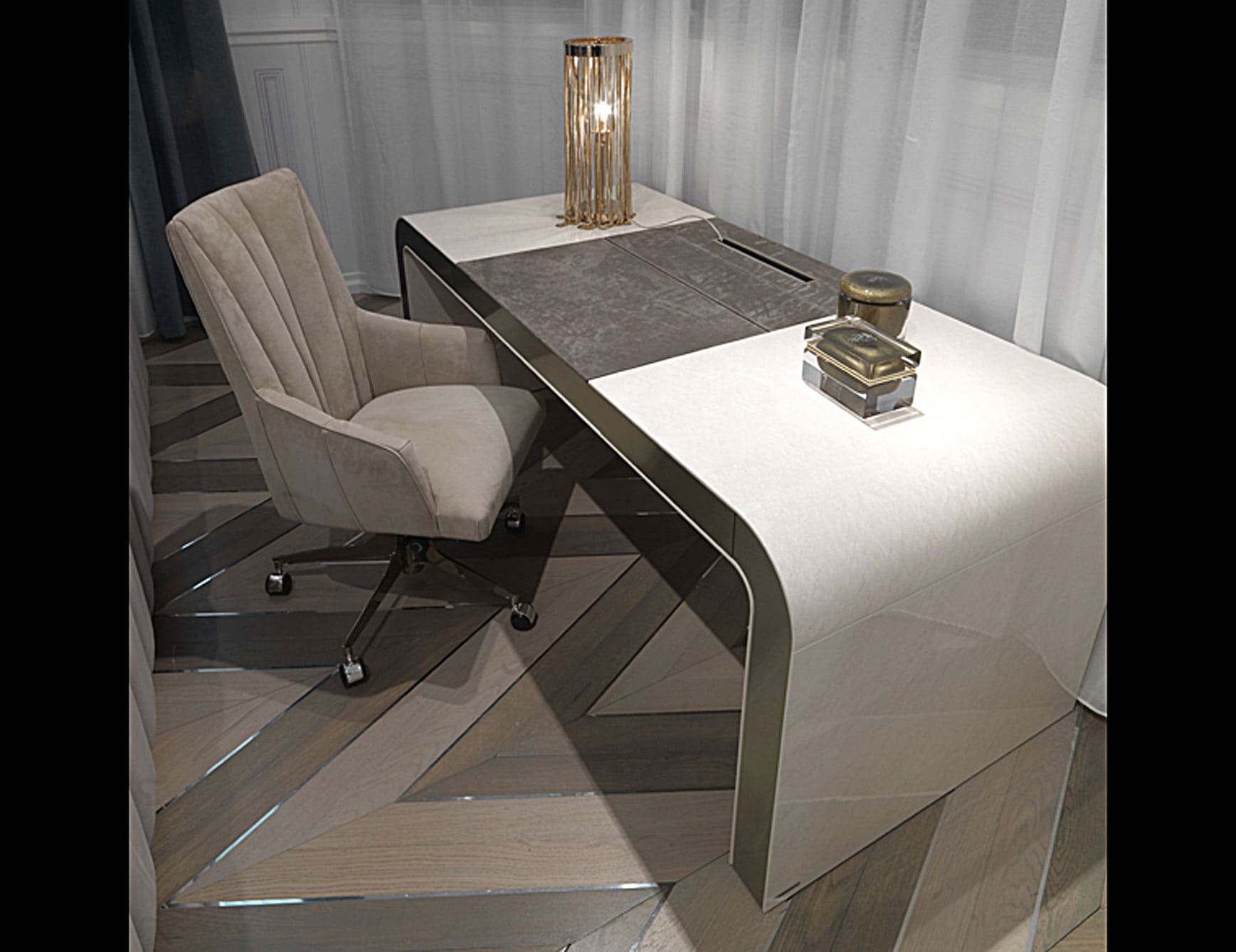 Wright modern luxury desk with white veneered wood