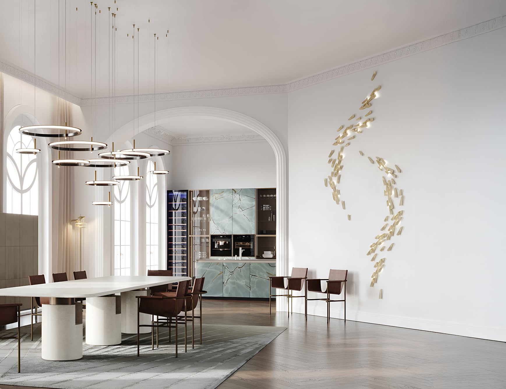 Metal wall sconce from Anodine Wall in a room setting.