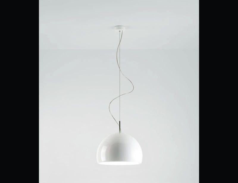 Biluna S5 contemporary Italian hanging light with white glass