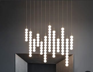 &lt;p&gt;Tubular Bells pendant light in a set of twelve white alabaster tubular lights suspended in different heights and in a bronze structure with black electrical cables. The pendant light ceiling base is available in matt black and matt white. The electrical cables is also available in white. Made in Italy.&lt;/p&gt;
