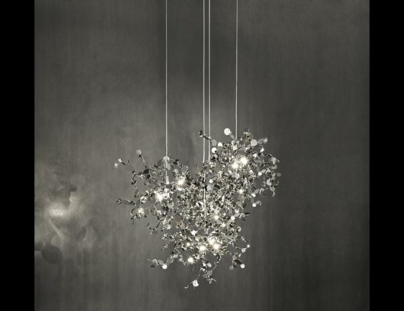 Argent contemporary Italian hanging light with nickel metal