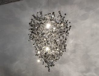 &lt;p&gt;Bastienne modern Italian designer chandelier in white lampshade and metal structure. Bastienne is also available in floor lamp, table lamp and night table lamp. Made in Italy.&lt;/p&gt;
