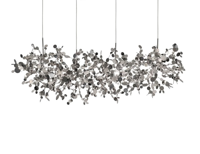 Argent contemporary Italian hanging light with nickel metal