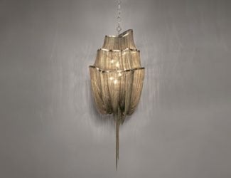 &lt;p&gt;Bastienne modern Italian designer chandelier in white lampshade and metal structure. Bastienne is also available in floor lamp, table lamp and night table lamp. Made in Italy.&lt;/p&gt;
