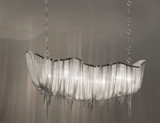 &lt;p&gt;Demetra chandelier in Italian white alabaster and brushed black finish. The following finishes are available in: bronze, brushed brass, Ruggine of Florence, brushed burnished, shiny gold, brushed black, freedom green, and shiny black. This collection uses alabaster which is a soft mineral that creates a unique texture and allows it to be carved. Finishes and profiles available in various options upon request. Available in ceiling light, pendant light, double pendant, floor lamp, table lamp and wall light version. Made in Italy.&lt;/p&gt;
