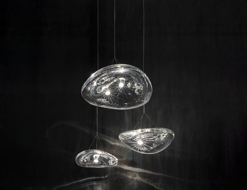 Manta modern luxury hanging light with clear glass