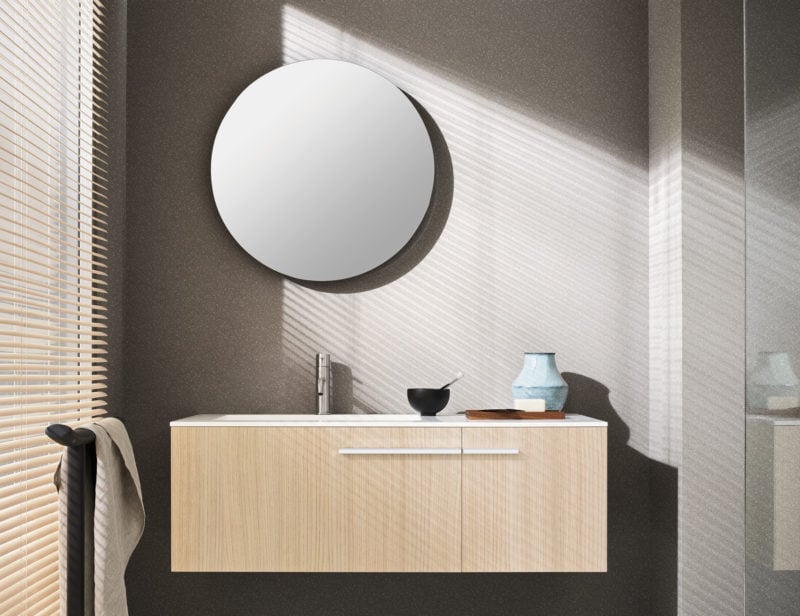 One 19.01 modern Italian bathroom vanity with brown Milltek wood