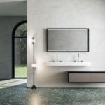 DR5 modern Italian bathroom vanity with cream lacquered wood