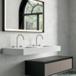 DR5 modern Italian bathroom vanity with cream lacquered wood