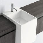 Sintesi 19.13 contemporary Italian bathroom vanity with brown milltek solid