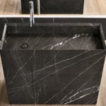 Touch 19.01 contemporary Italian bathroom vanity with grey Grafite   Quarzo marble   stone