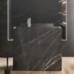 Touch 19.01 contemporary Italian bathroom vanity with grey Grafite   Quarzo marble   stone