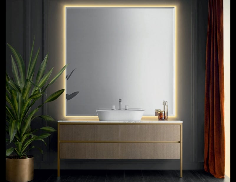 Algonquin 02 modern Italian bathroom vanity with brown Arabescato marble