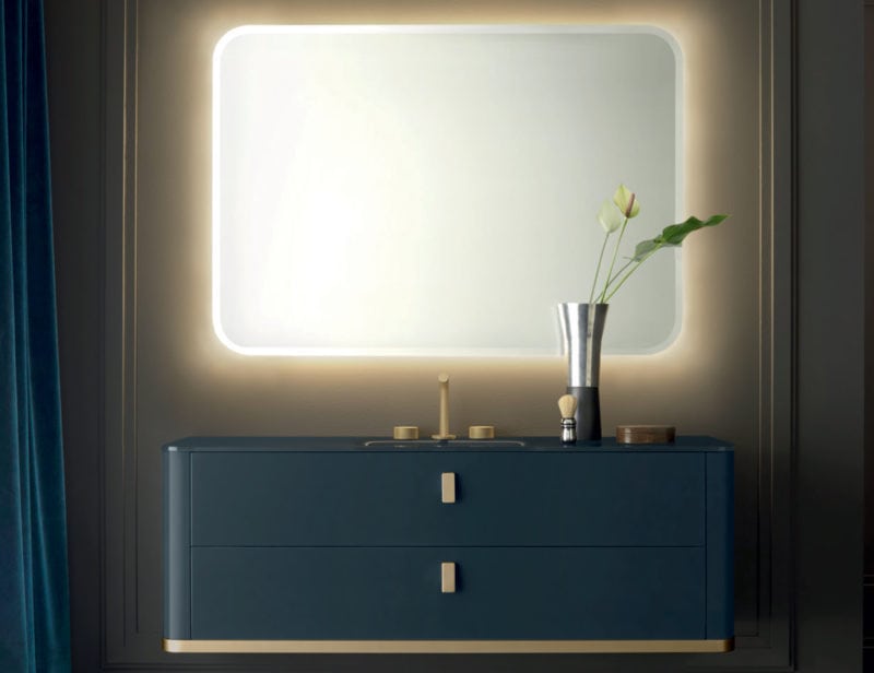 Tailor 02 modern Italian bathroom vanity with blue glass