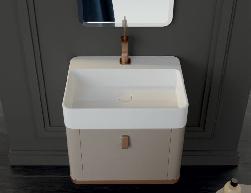 Tailor 03 modern Italian bathroom vanity with beige ceramilux