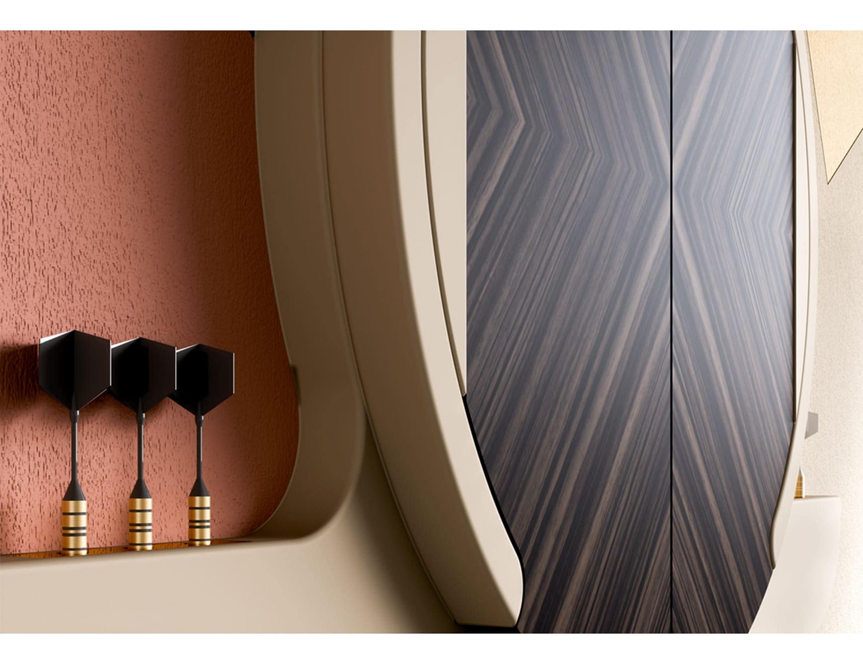 Darts modern luxury game room with brown wood