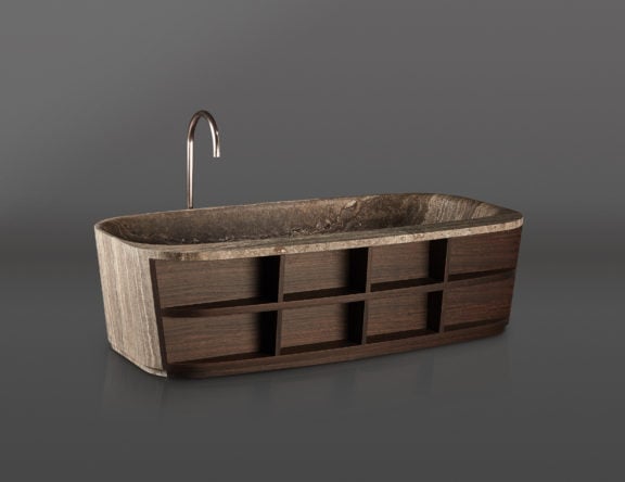 Hug Basins Sinks in Tavertino Titanium Marble | Marmo Collection ...