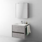 Resin bathroom vanity cabinet with sink and wall mirror unit