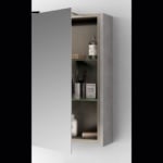 Resin bathroom vanity cabinet with mirrored door and open shelving