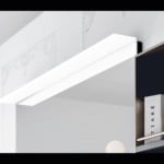 Wood bathroom vanity cabinet with HPL finish and mirror section