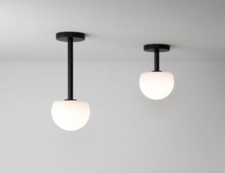 Circus Italian designer ceiling light in black cotton. Sizes available: 3 lights (as shown) and 4 lights. Widths: 19.7&quot;, 27.6&quot;, 35.5&quot;, 47.3&quot;, and 59.31&quot;. Finishes: cotton in white, black, brown, or red, oper in grey or brown, dragnet in black, white, or violet, ivory shantung, or white linen. Hanging light and square version is also available. Made in Italy.