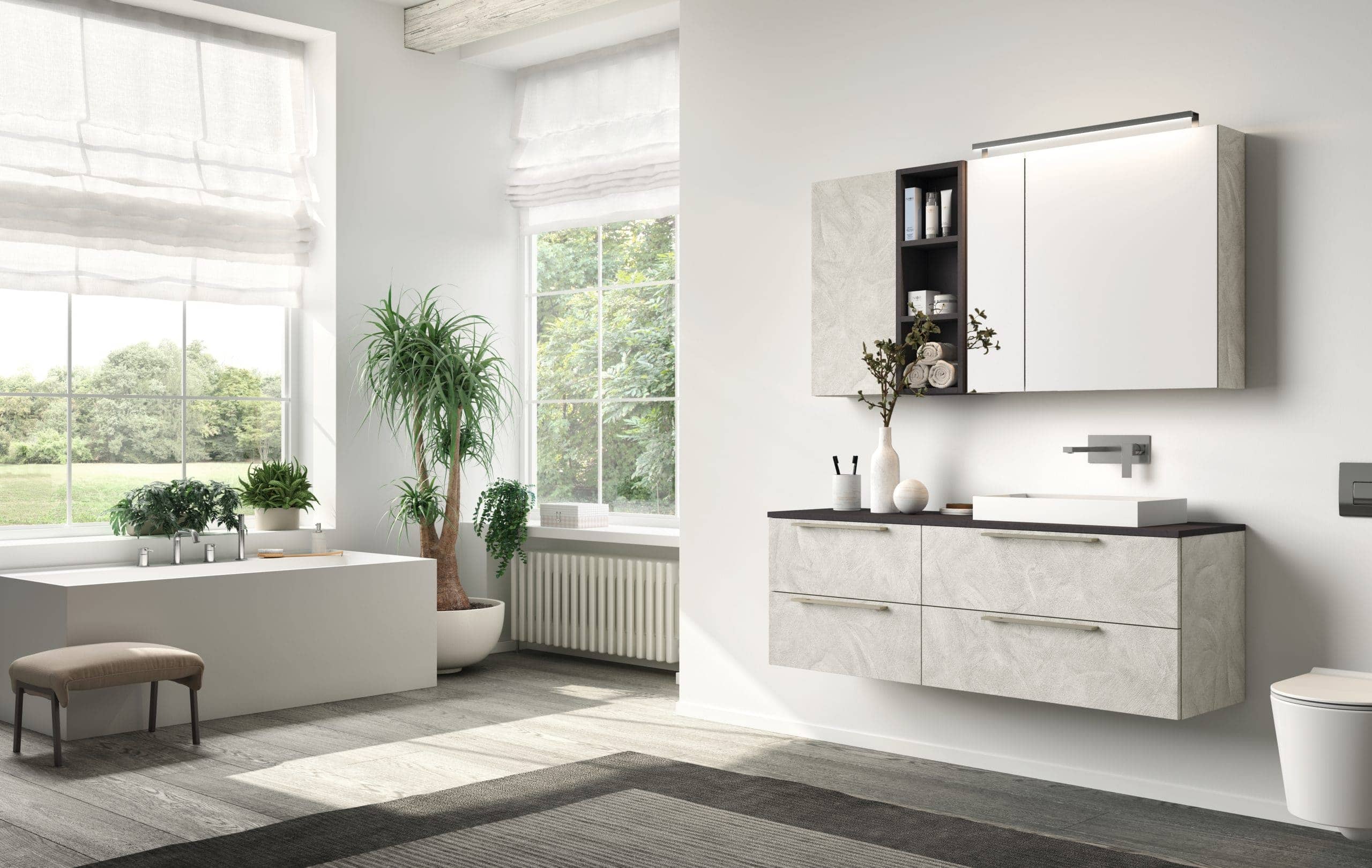 Byte 41 07 contemporary Italian bathroom vanity with white grafite