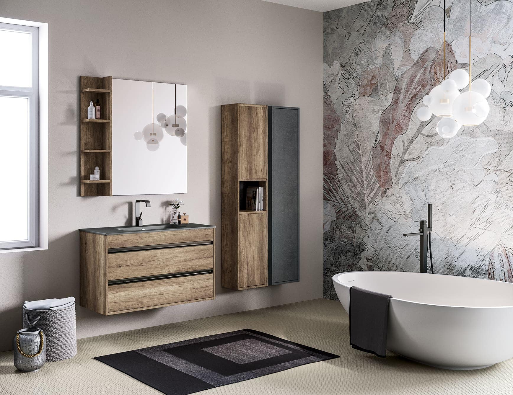 Smart 46 14 contemporary Italian bathroom vanity with brown grafite