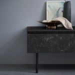 Porcelain bathroom vanity cabinet with dark marble finish