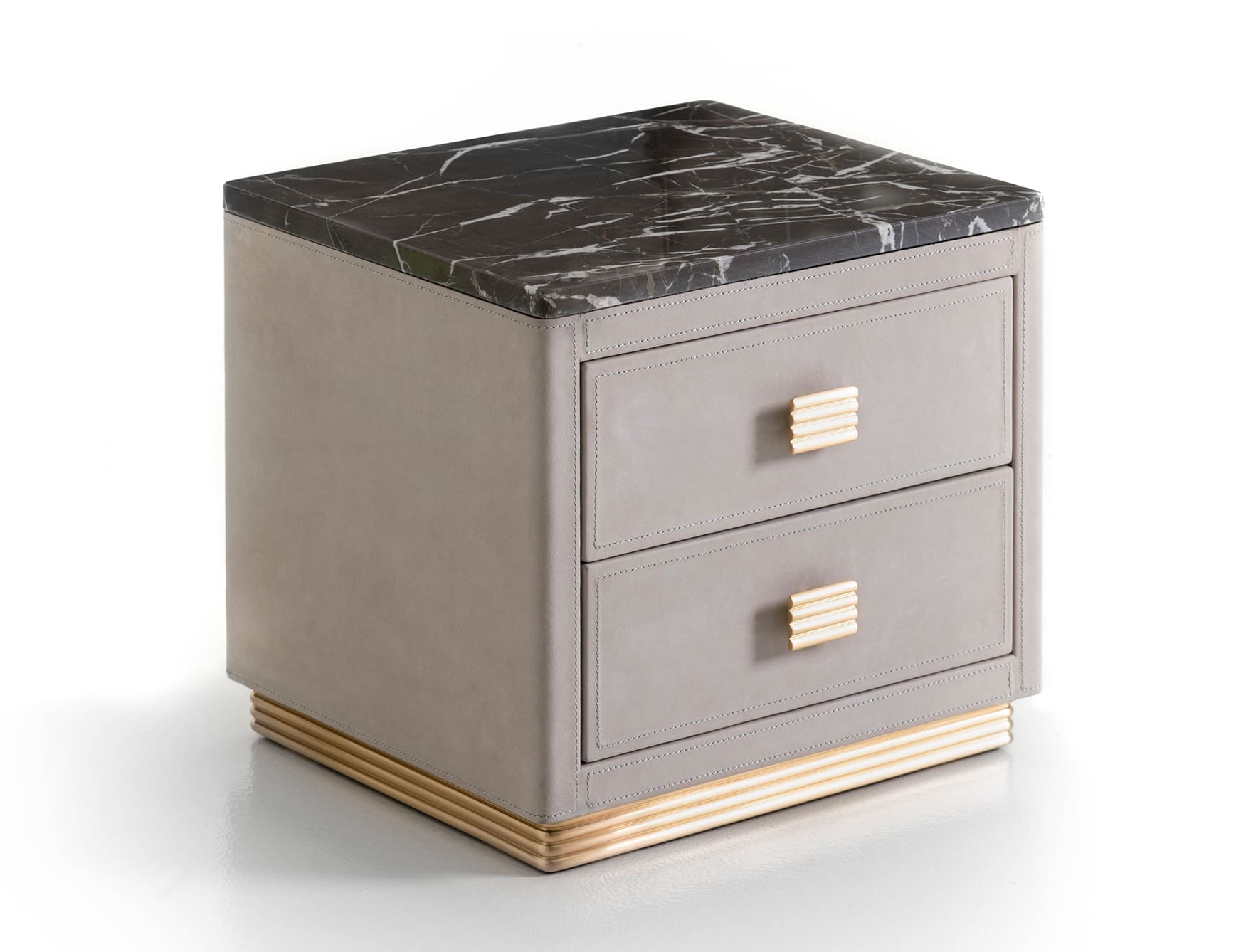 Rubik modern luxury nightstand with grey upholstered leather