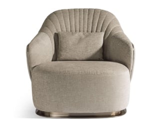 &lt;p&gt;Nest modern Italian luxury designer swinging armchair is shown in beige colored weavings made of synthetic resin and seat in upholstered in synthetic acrylic. The optional frame shown in white aluminum is available as an add on. The structure is composed of beige or brown synthetic resin and the seat cushion is upholstered in fabic. A wide selection of fabrics are available to choose from (samples available upon request). This collection features the finest products by combining materials and shapes that connect with one another, culminating in an exquisite lifestyle. Decorative cushions are not included. PVC cover available as an add on. Made in Italy.&lt;/p&gt;
