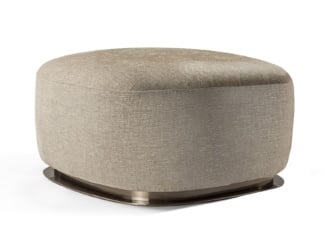 &lt;p&gt;Shell Italian designer handmade pouf shown in beige upholstered fabric with wooden base. Finish options: matt or high gloss. This modern Italian furniture collection features an extensive range of sophisticated seating and casegood designs available in a wide selection of trim finishes and upholstery options including various fabrics, and leathers. Samples available upon request. Made in Italy.&lt;/p&gt;
