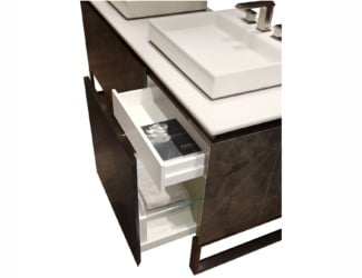 &lt;p&gt;Unico 24 luxury Italian washbasin bathroom vanity unit shown in white Corian. Faucet composed of brushed stainless steel. Finish options: 5 Corian and 6 Hpl Polaris. Mirror cabinet contains push-pull system. This collection features high-end raw materials used in the crafting process of each modular composition. Made in Italy.&lt;/p&gt;
