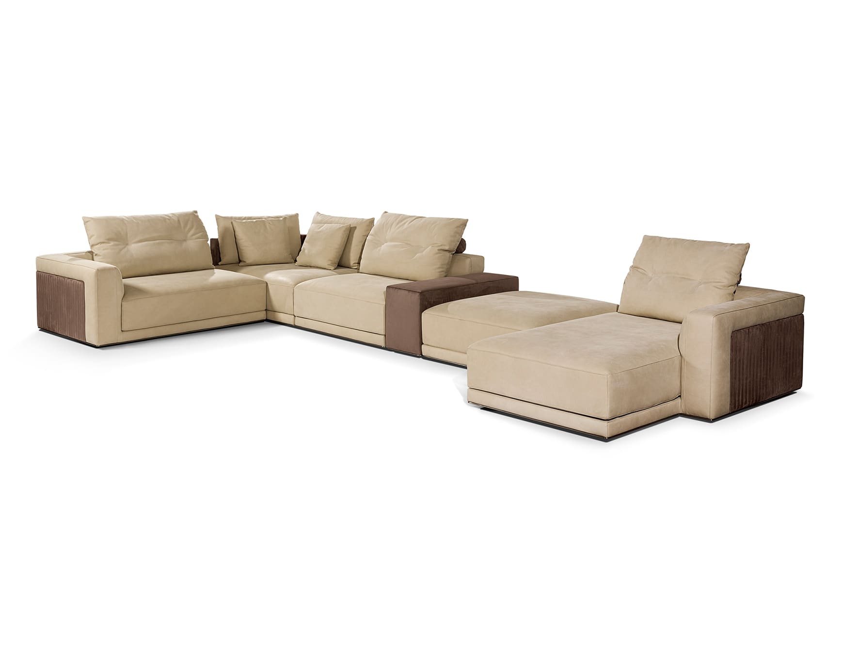 Miller modern luxury sectional with beige leather