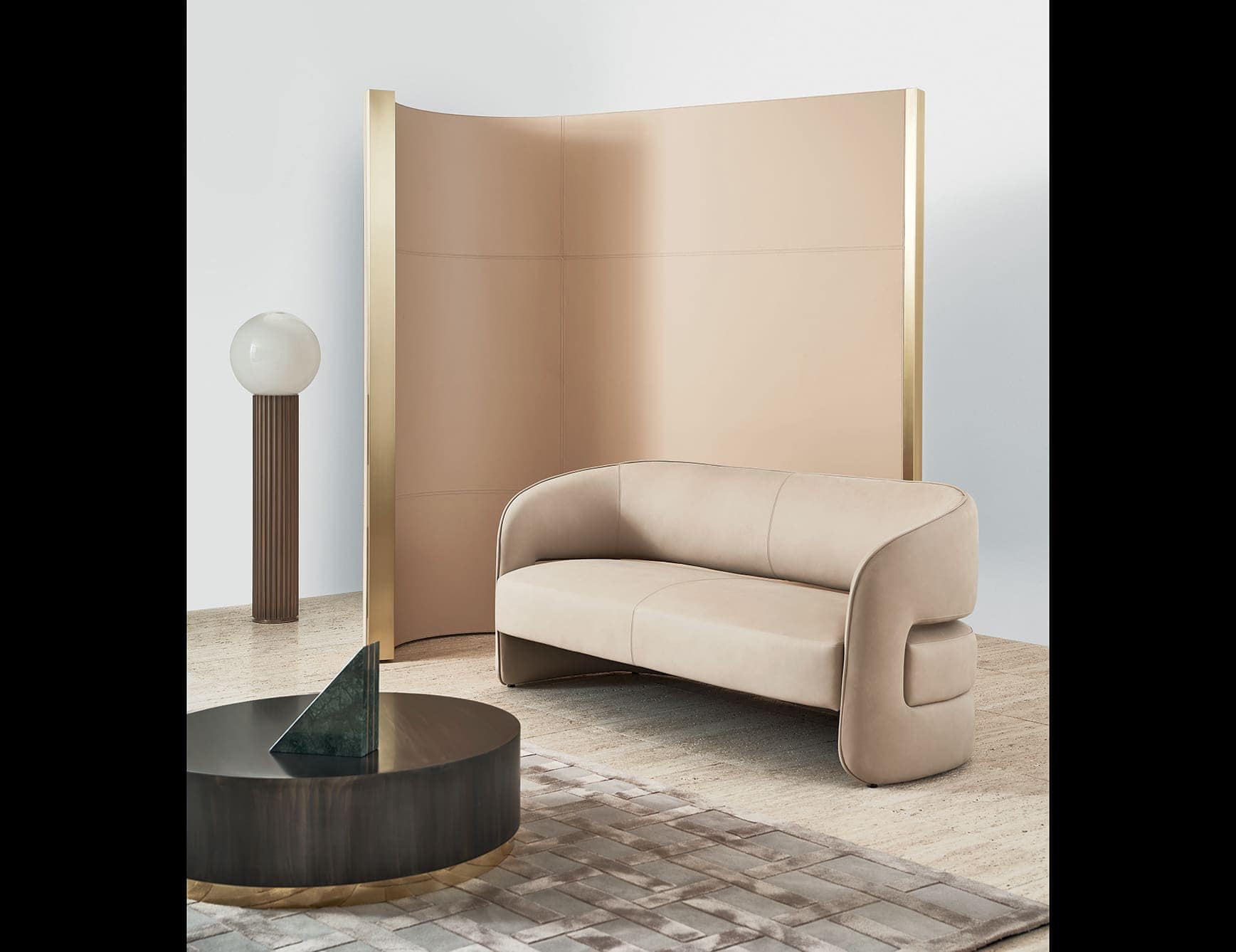Ambra modern luxury sofa chair with beige leather