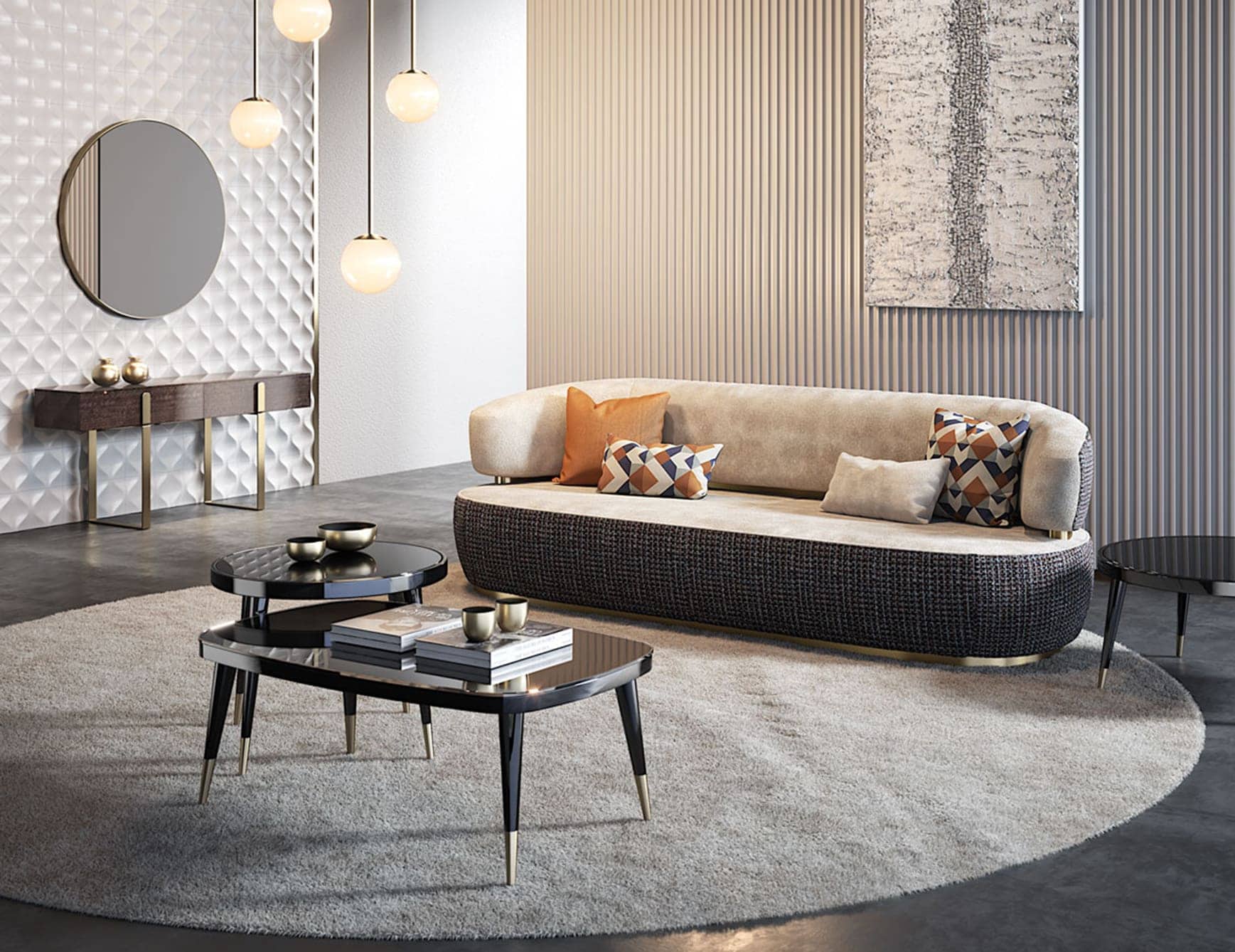 Bon Ton contemporary Italian sofa chair with cream fabric