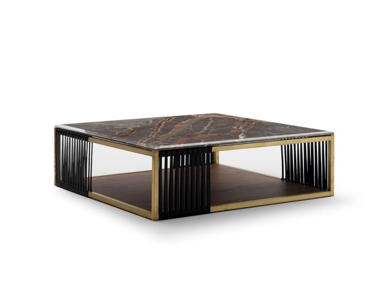 Claire modern Italian coffee table with multicolor marble