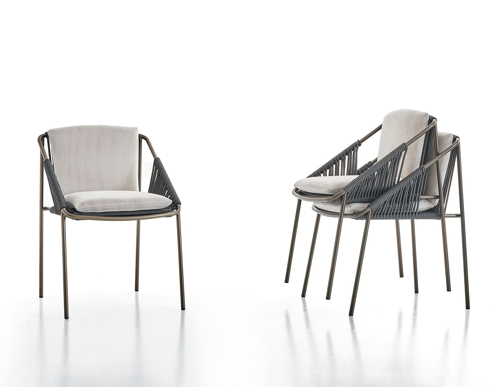 Demetra Sedia modern luxury chair with grey upholstered fabric