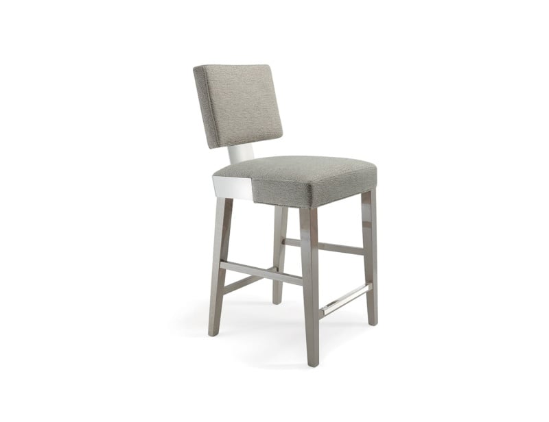 Focus modern Italian stool with grey upholstered fabric