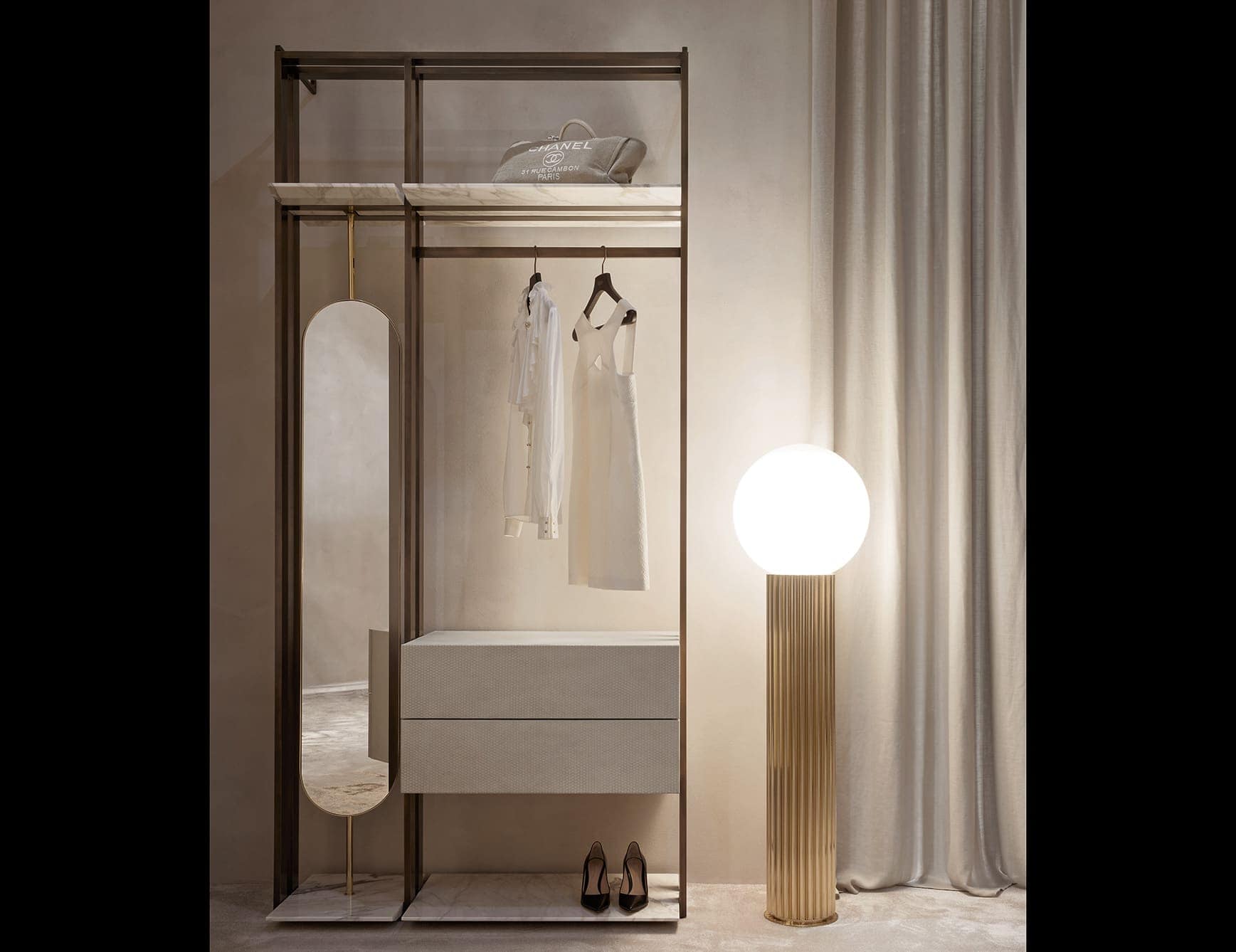 Matisse modern luxury wardrobe with ivory metal