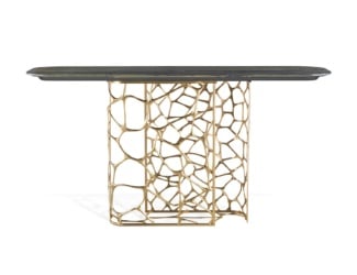 &lt;p&gt;Marty luxury Italian console shown in bronze mirror and smoked crystal top.  Based structure composed of two bases. Additional finishing tops in brushed stainless steel. his luxury modern furniture collection combines timeless designs with sophisticated glamour. Available in coffee table version. Made in Italy.&lt;/p&gt;
