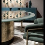 Amos modern luxury table with gold Black Wax concrete