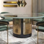 Amos modern luxury table with gold Black Wax concrete