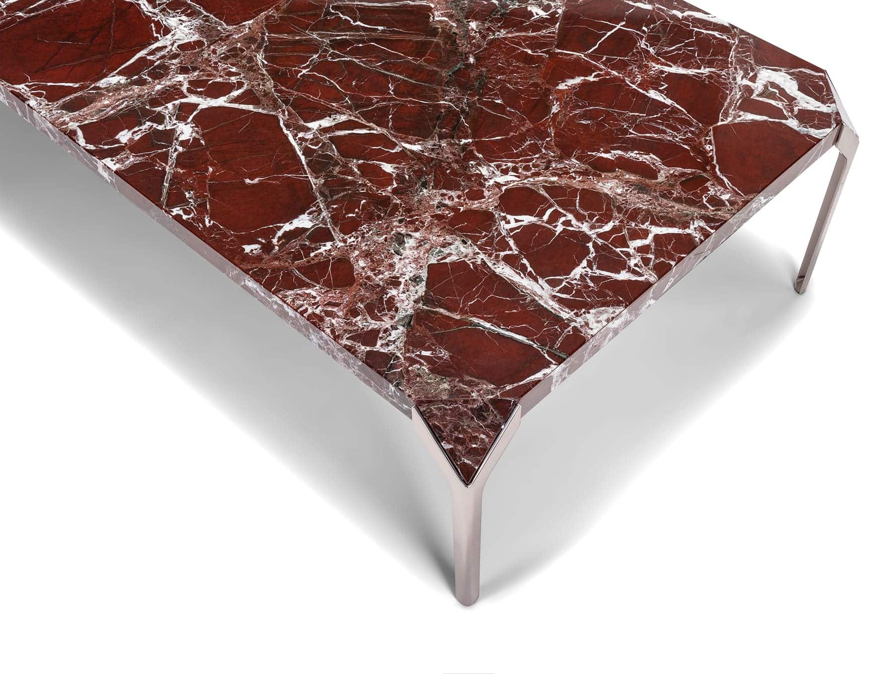 Jamboree modern luxury side table with red Arabescato orobico grigio marble