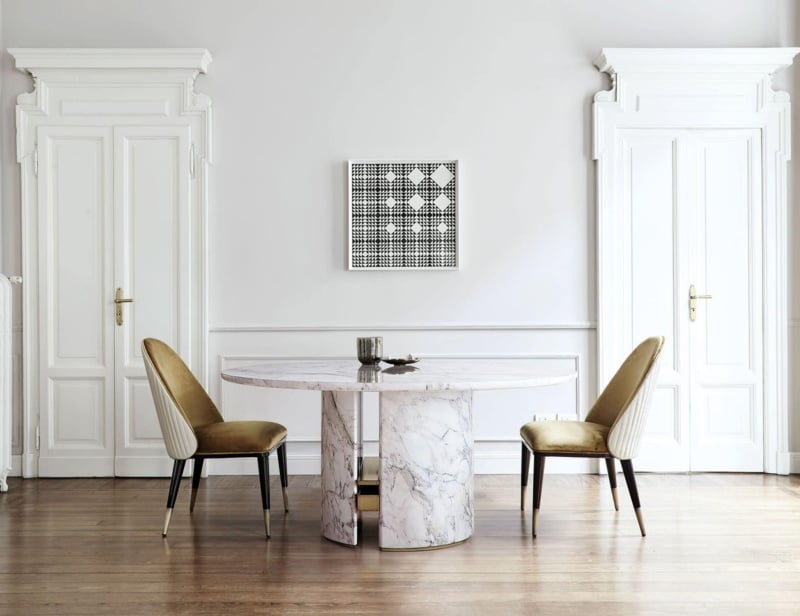 Diva contemporary Italian chair with gold leather