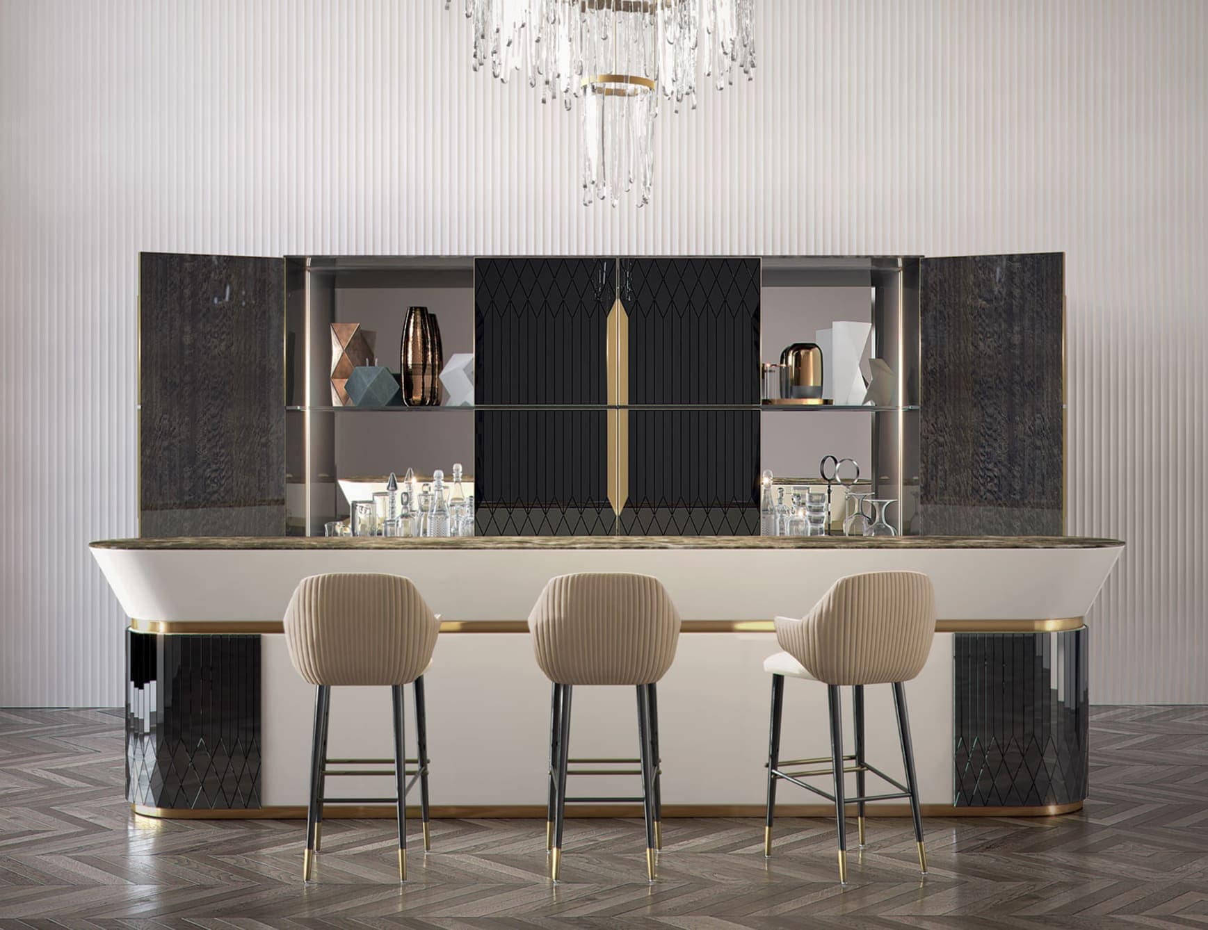 Diva contemporary Italian stool with sand leather