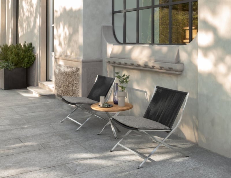 George contemporary Italian coffee table with grey accoya wood