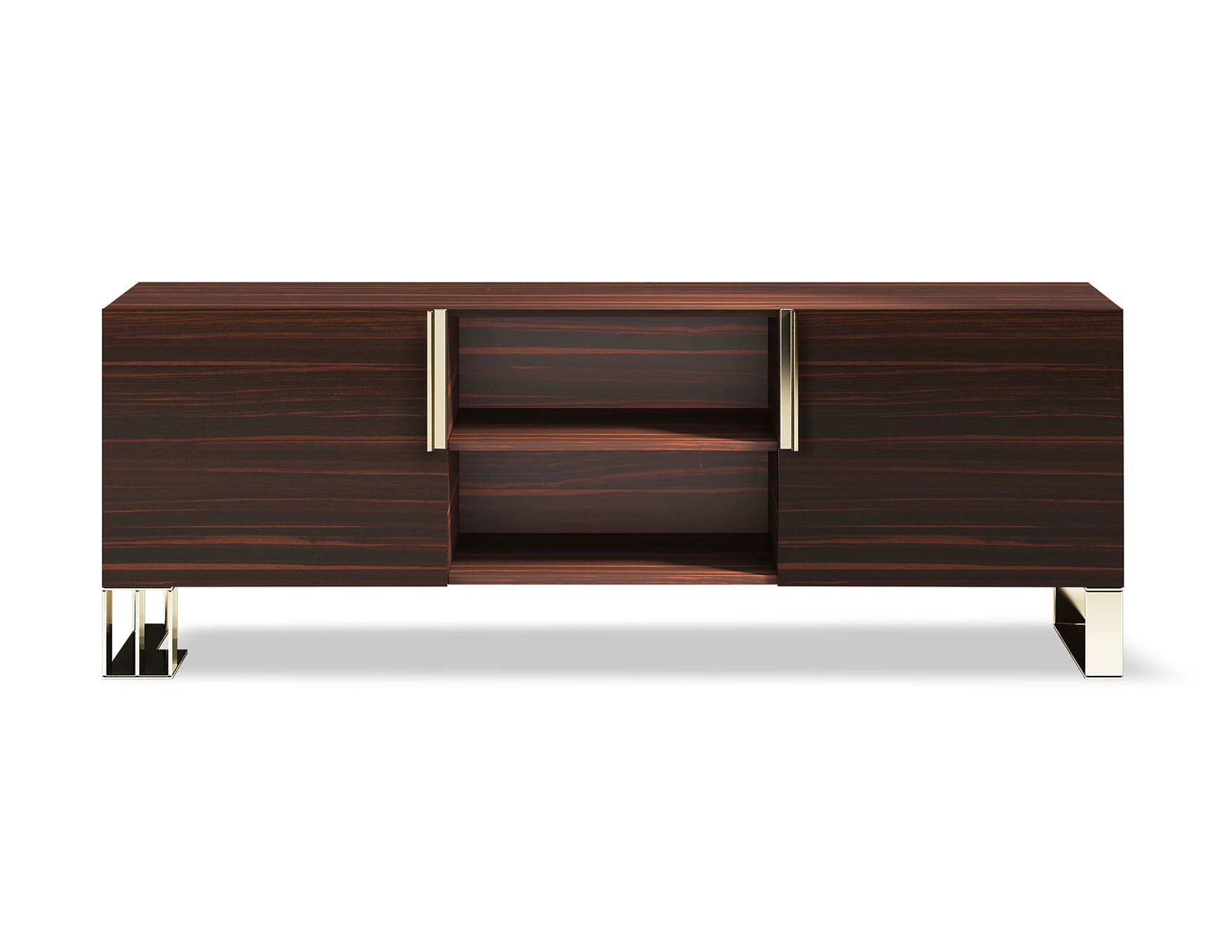 Hug L contemporary Italian media unit with brown veneered wood